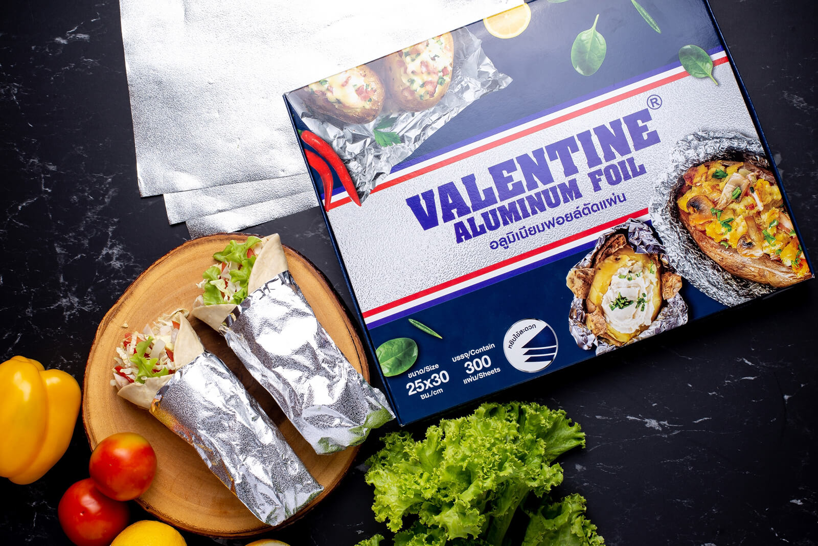 Aluminum foil food wrapping ( Size 25 x 30 cm )